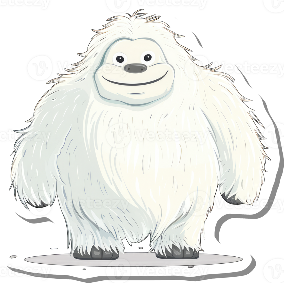 A Happy Smiling Yeti Stands on Snowy Ground png