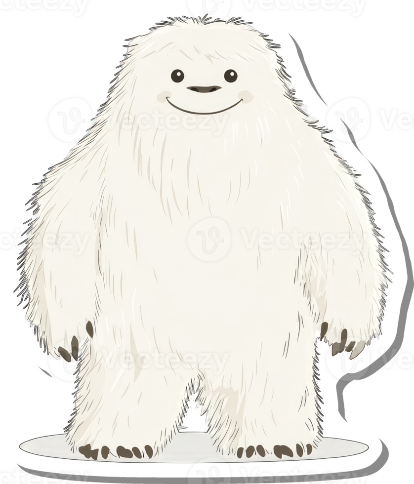 A Happy Yeti Stands on a White Surface png