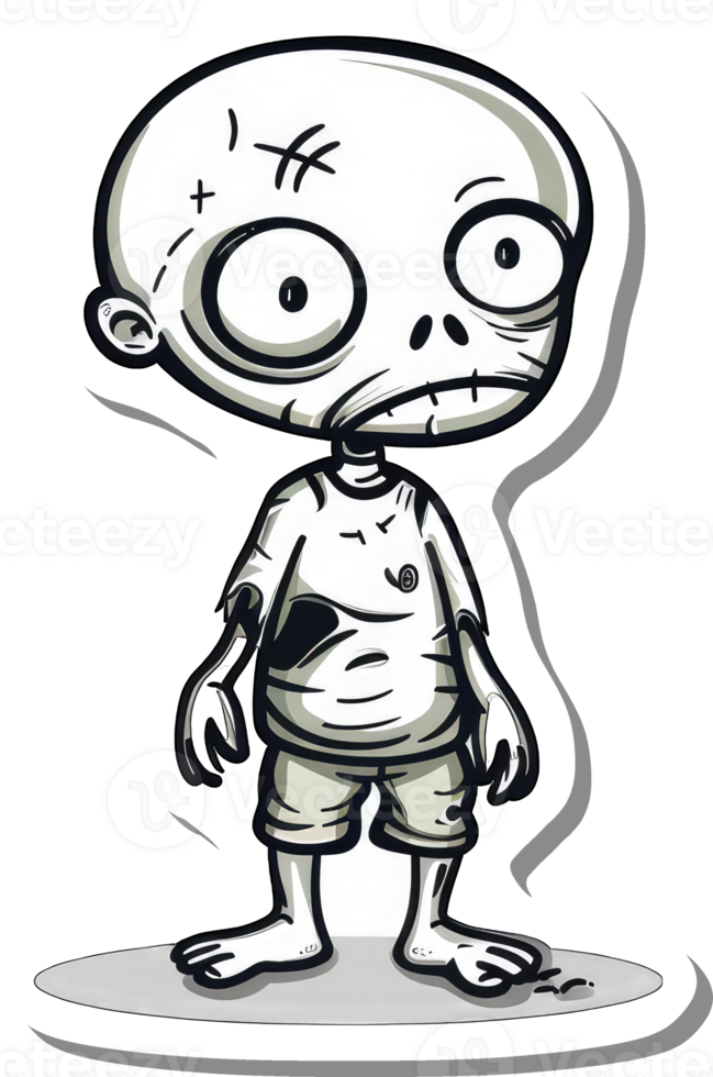 A Cartoon Zombie Child Stands Quietly png
