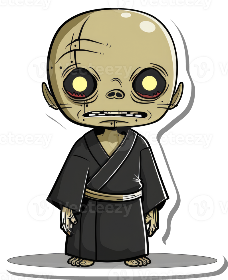 A Chibi Style Undead Monk Character Illustration png