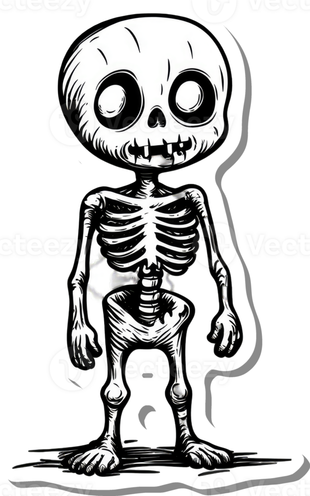Adorable Cartoon Skeleton Character Illustration png