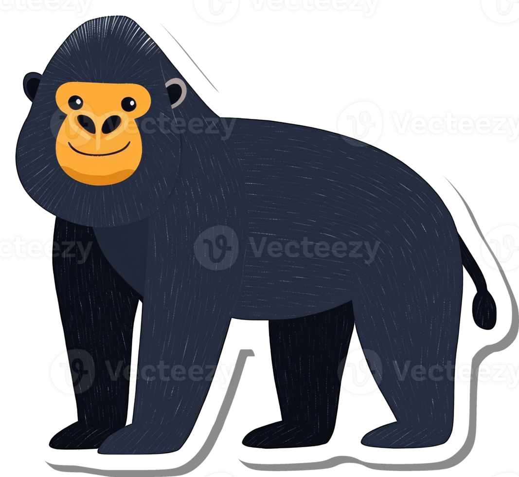 A Dark Furred Gorilla Stands Calmly png