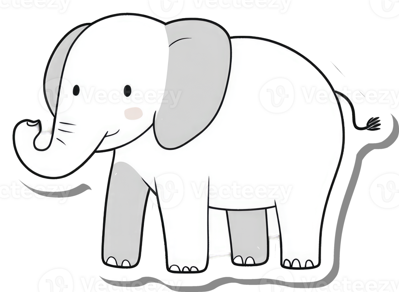 Adorable Cartoon Elephant Illustration Featuring Gray Accents png