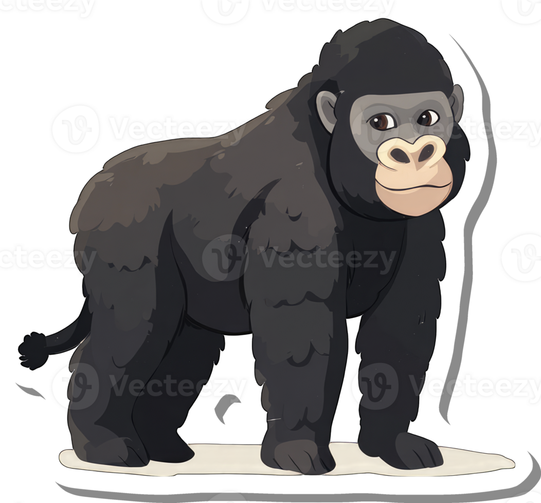 A Cartoon Gorilla Stands on a Plain Background png