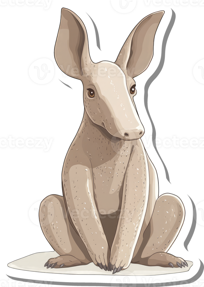 A Cute Sitting Aardvark Illustration png