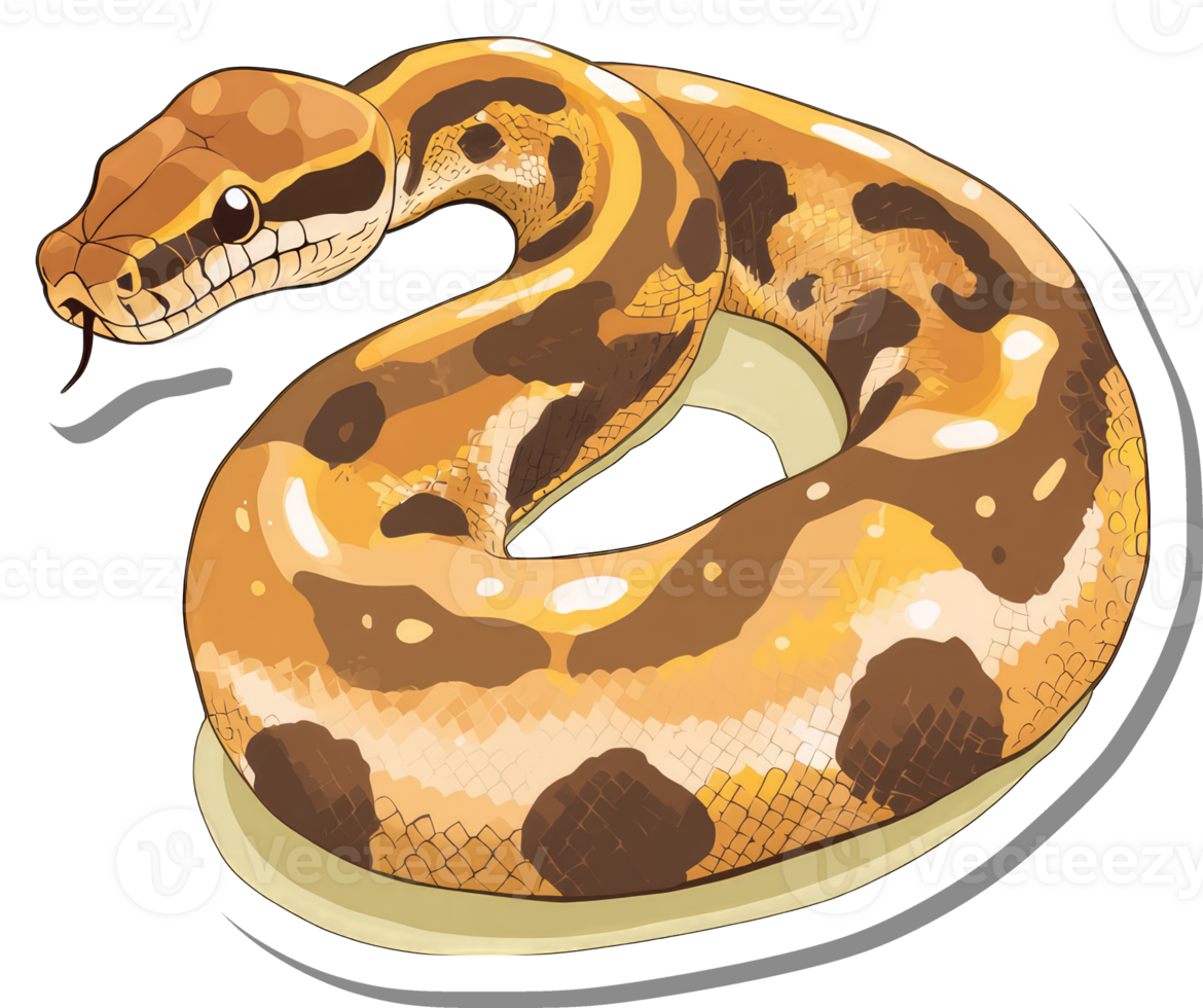 A Coiled Golden Python Displays Its Beautiful Scales png