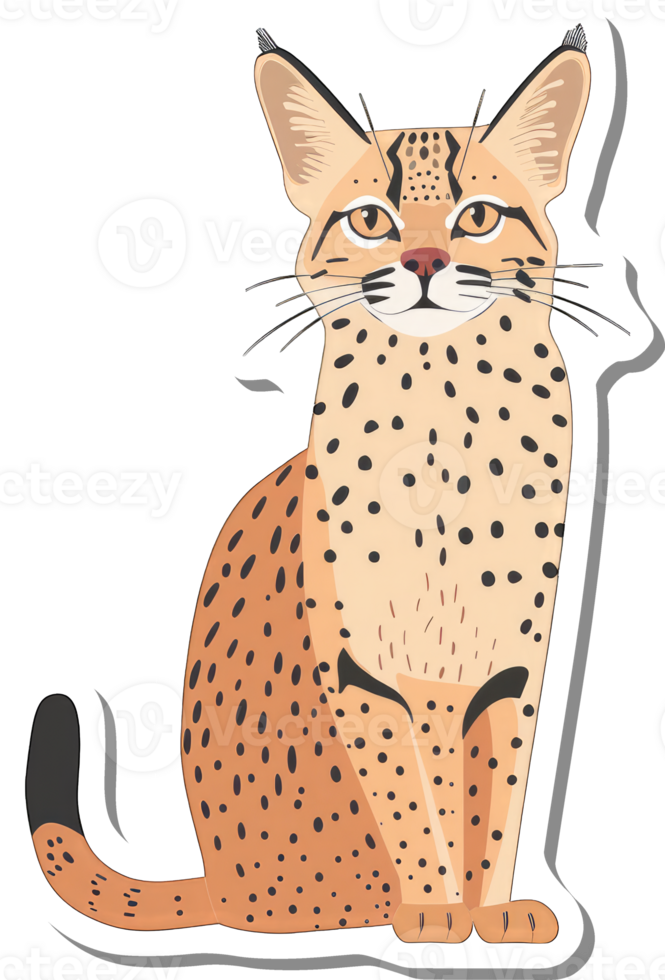 A Spotted Serval Cat Sitting Calmly png