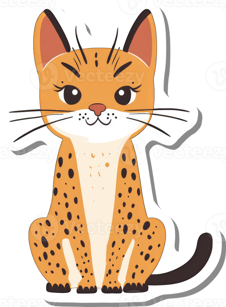 Adorable Spotted Cat Sitting Calmly and Contentedly png