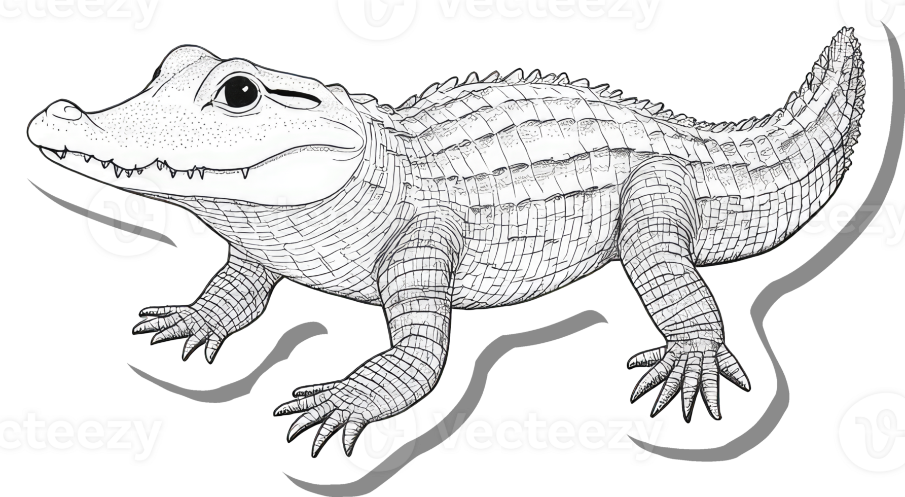 A Detailed Line Drawing Of A Young Alligator png