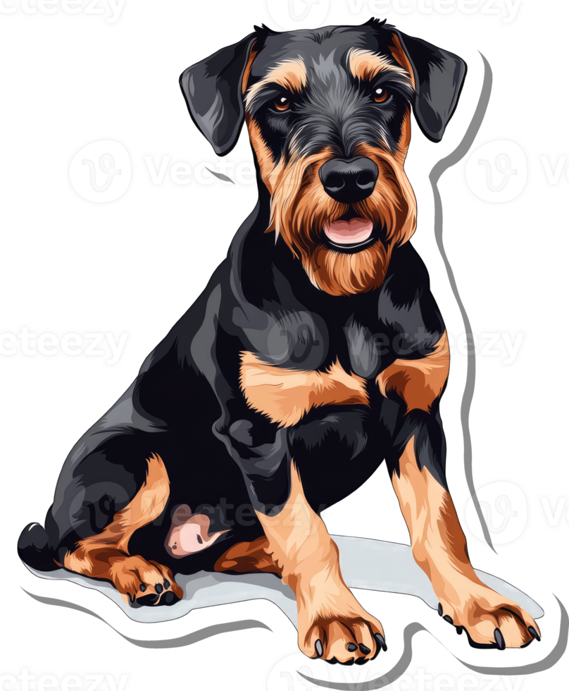 A striking black and tan Wirehaired Pointing Griffon dog png