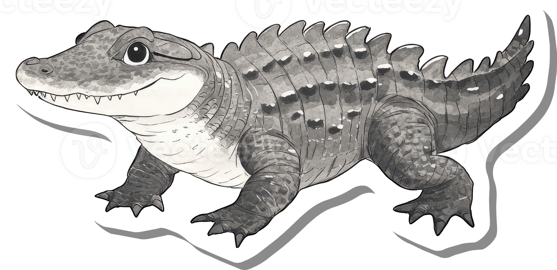 Adorable Baby Alligator Illustration Featuring Gray Scales png
