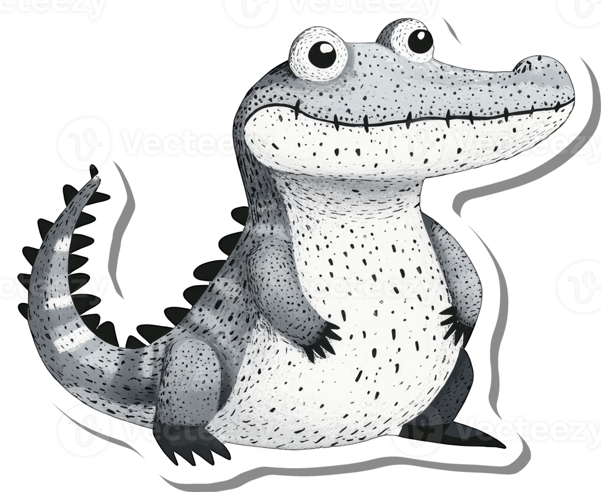 A cheerful cartoon alligator stands happily png