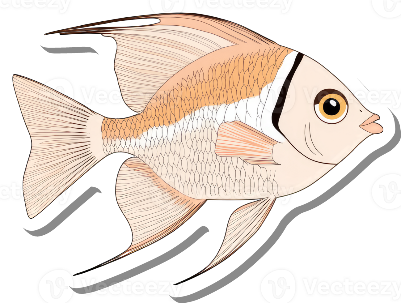 A Detailed Illustration Of A Peach Colored Fish png