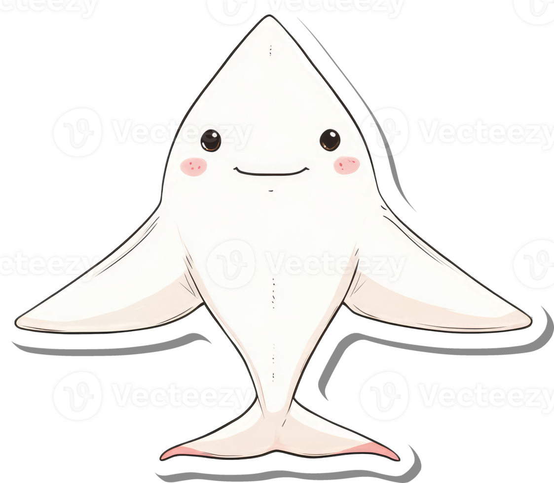 Adorable Cartoon White Stingray Character Illustration png