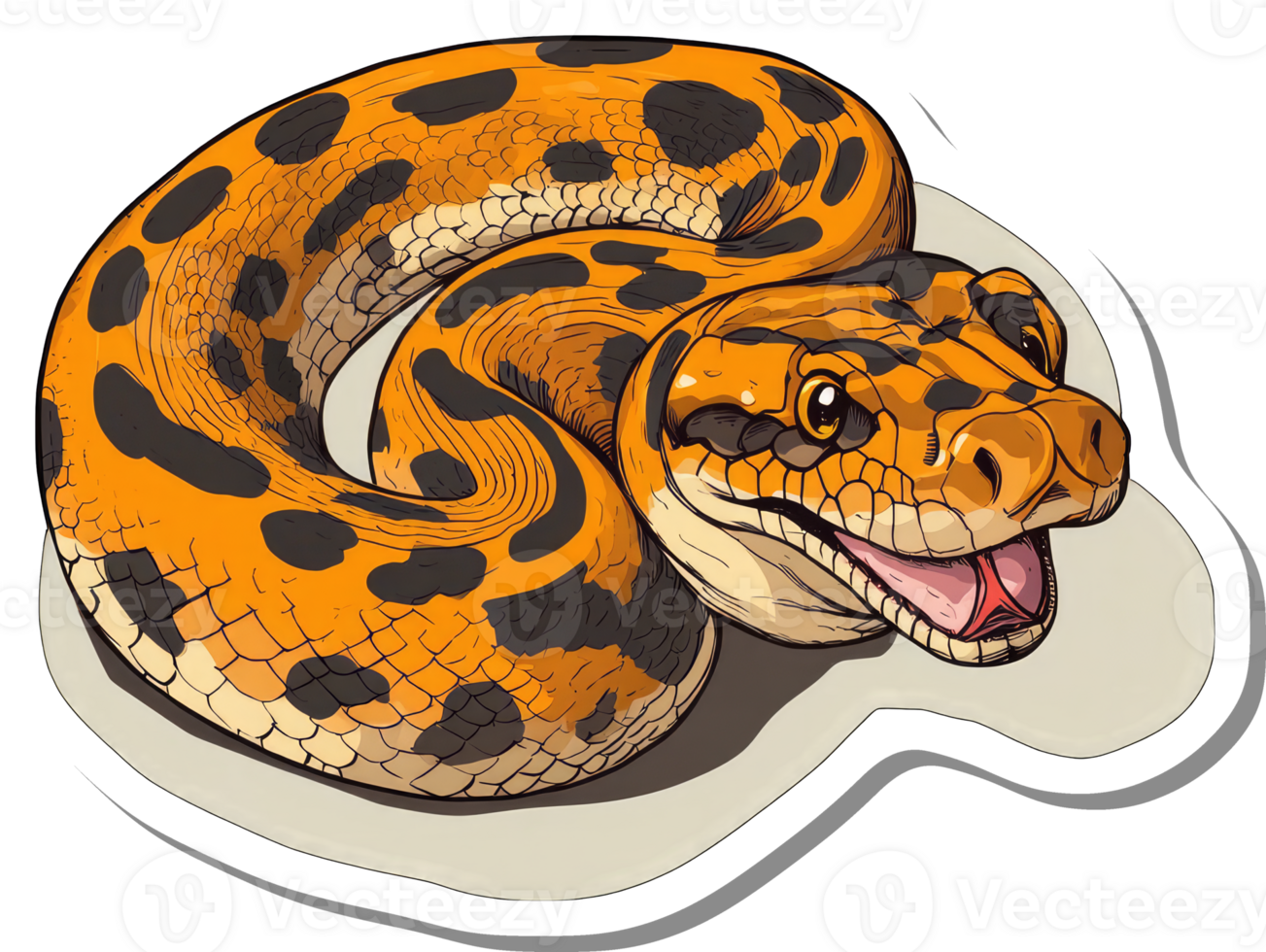Orange and Black Python Snake Illustration 55381923 PNG