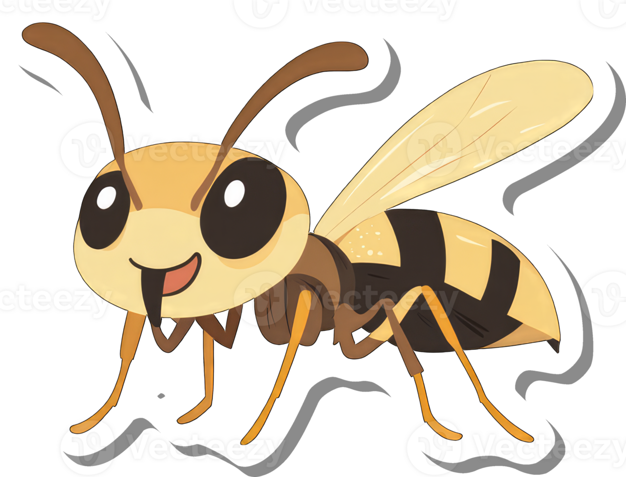 A Happy Cartoon Bee Illustration png
