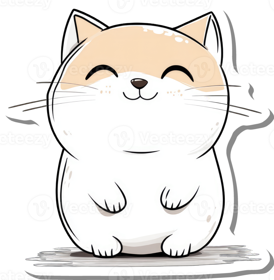 Happy Chubby Cat Sitting Contentedly Smiling png