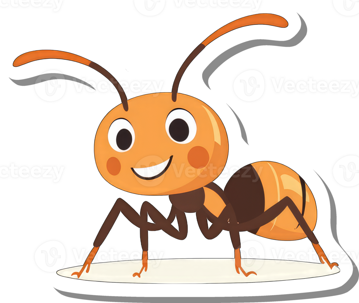 A Happy Orange Ant Cartoon Character Illustration png