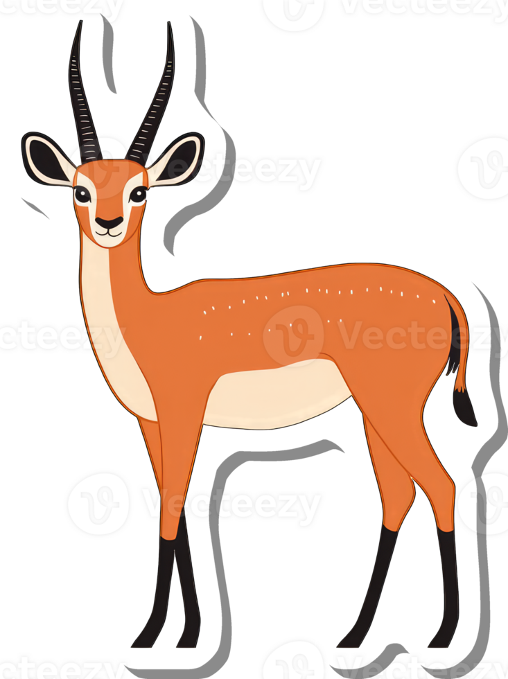 A Cute Cartoon Illustration Of An Antelope png