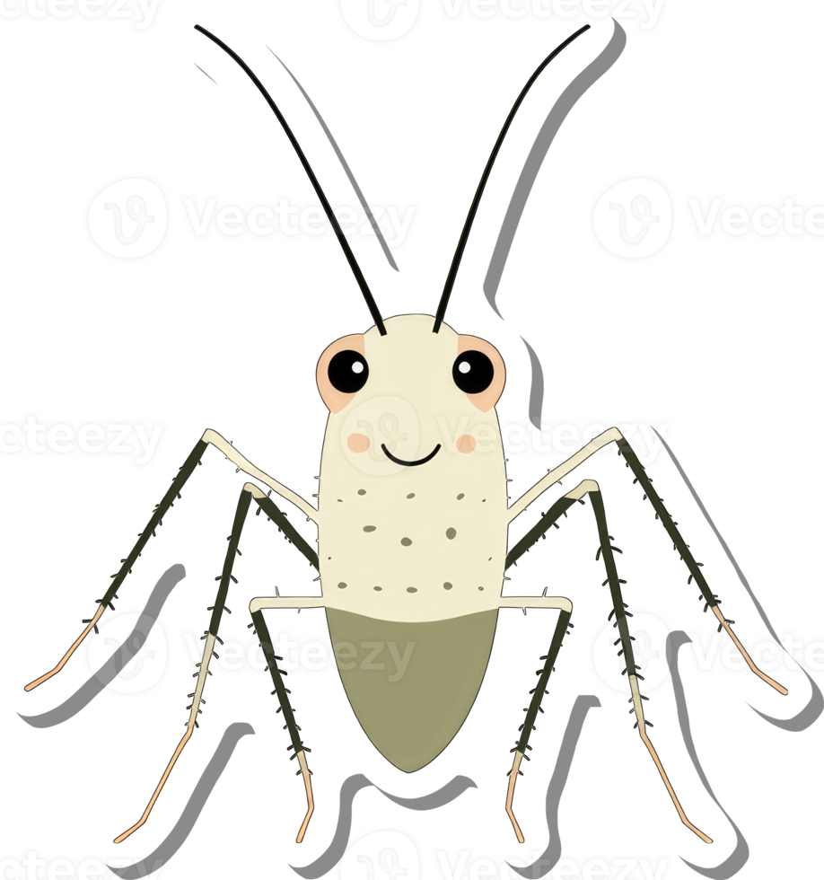 A Cartoon Illustration Of A Happy Cricket png