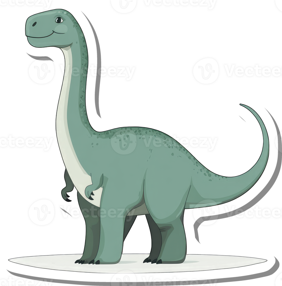 A friendly green dinosaur stands on a white background png