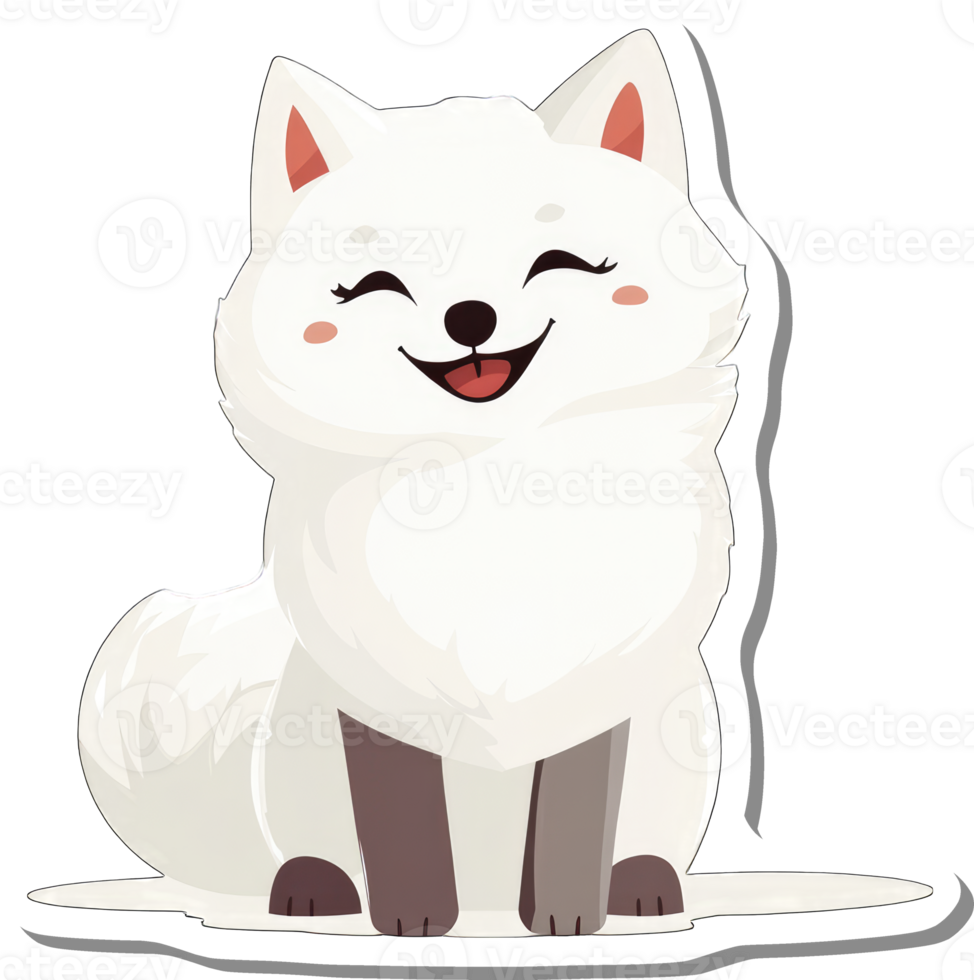A Happy White Arctic Fox Sitting Down png