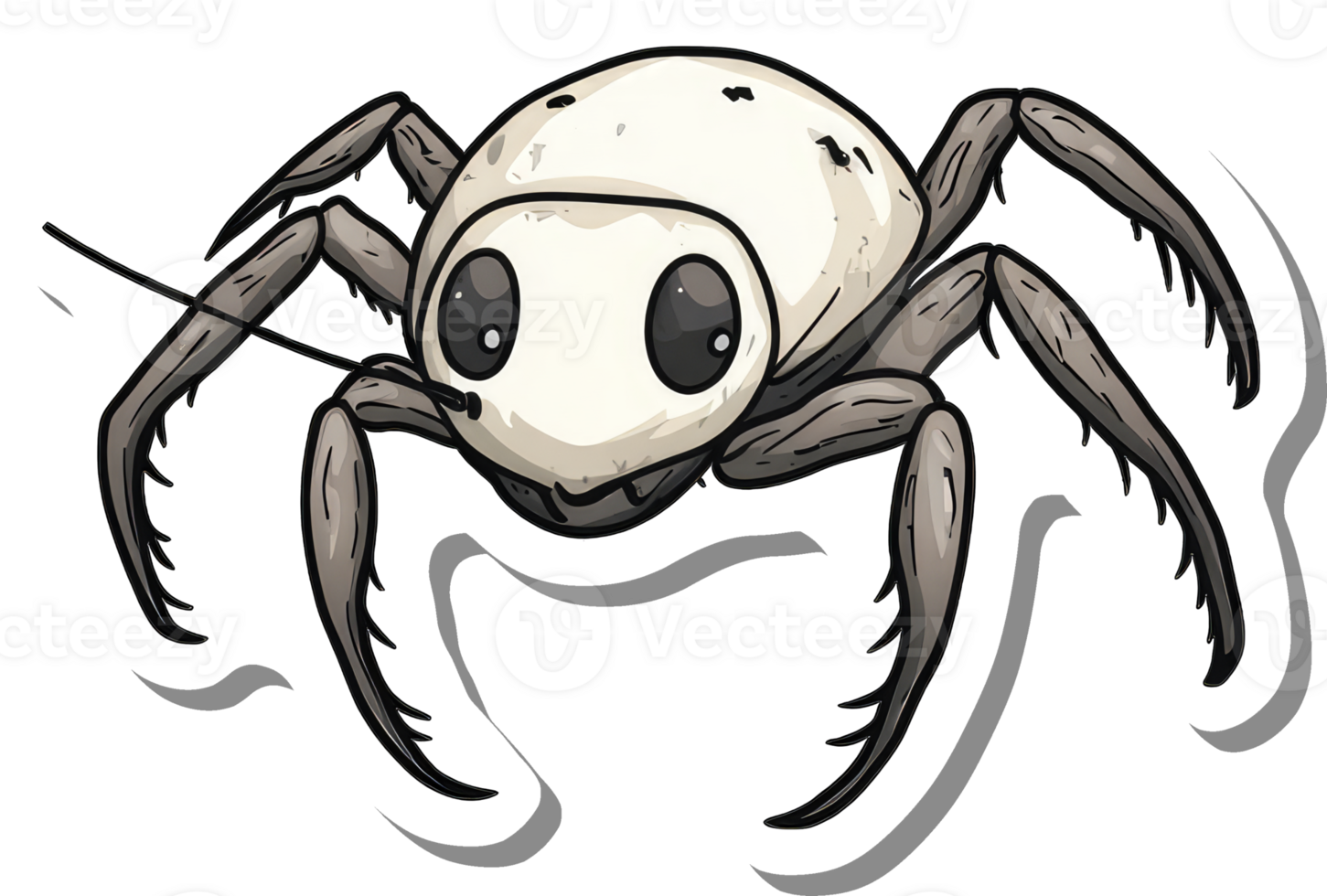 Cartoon illustration of a cute white spider png