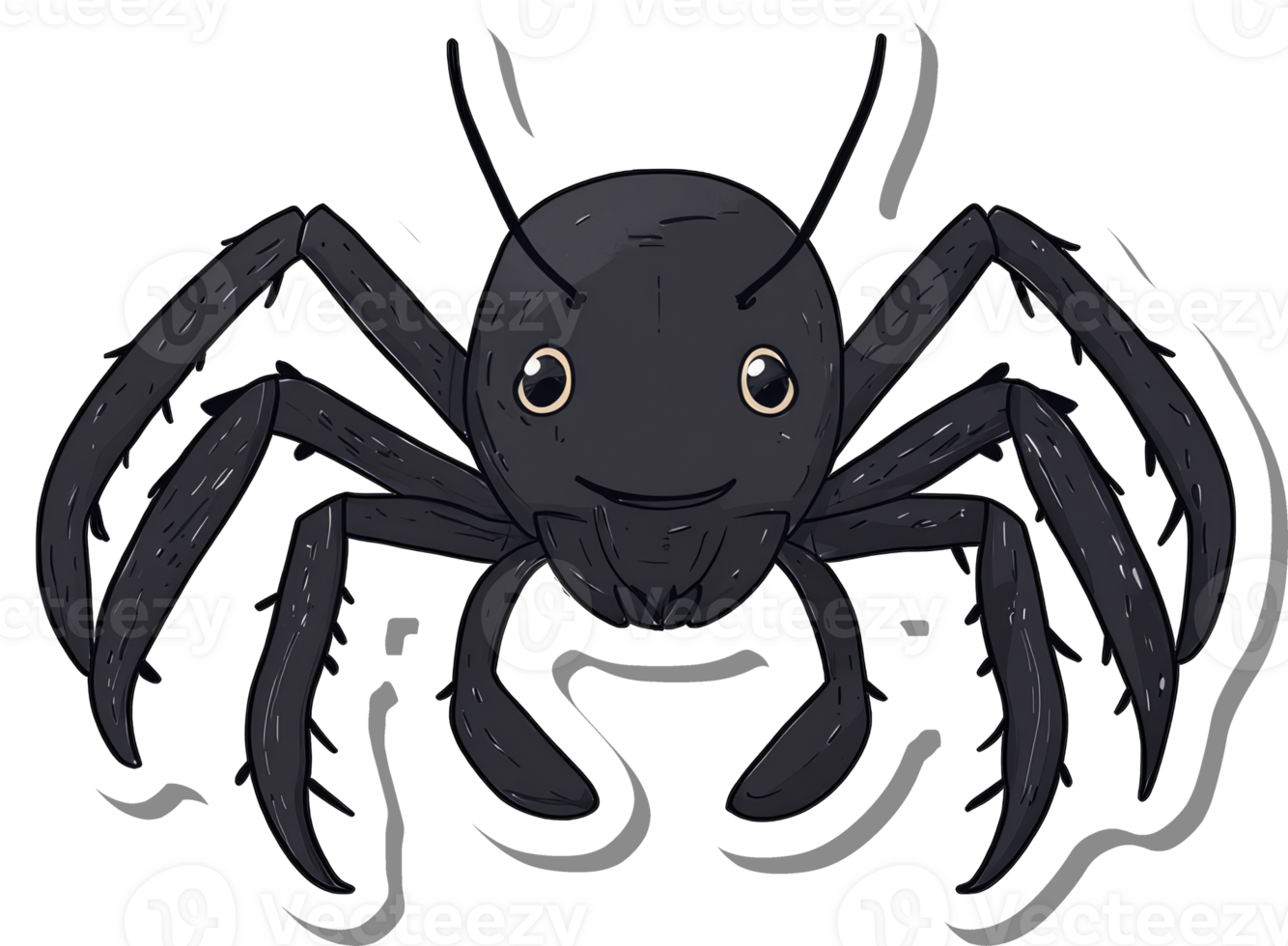 Adorable Cartoon Spider With Eight Legs And Antennae png