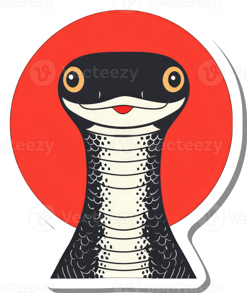 Happy Cobra Snake Red Sun Background Illustration png