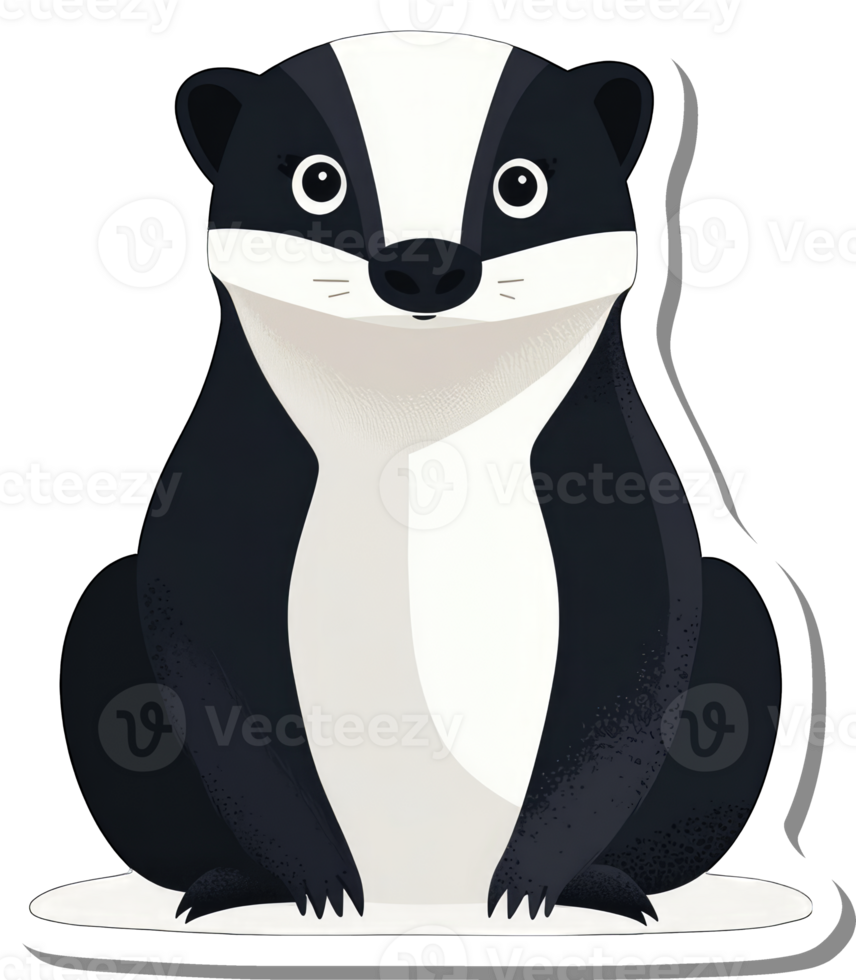 Adorable Cartoon Badger Sitting On White Background png