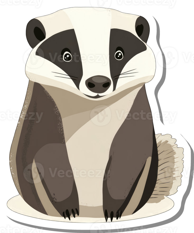 Adorable Cartoon Badger Sitting Calmly png