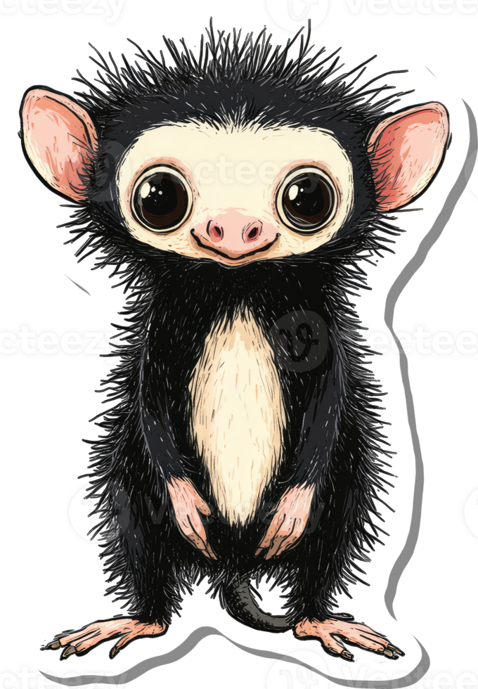 Adorable Cartoon Primate with Spiky Fur Stands Happily png