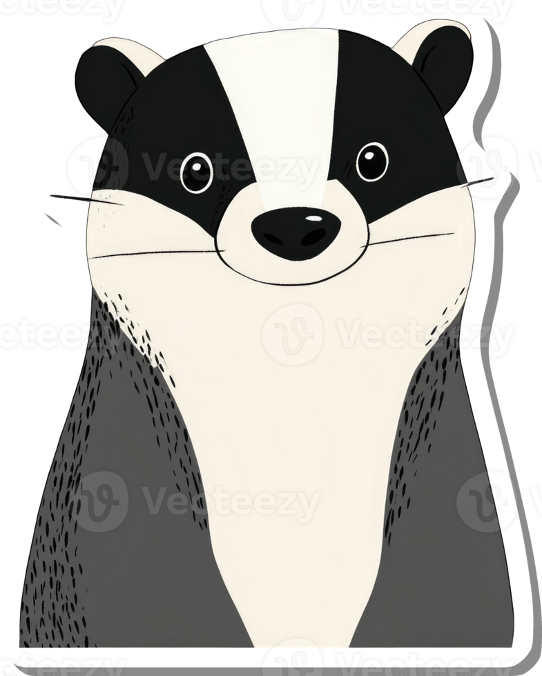 A Cute Cartoon Badger Facing Forward png