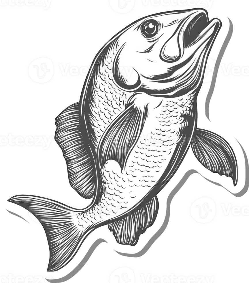 A detailed illustration of a leaping fish png