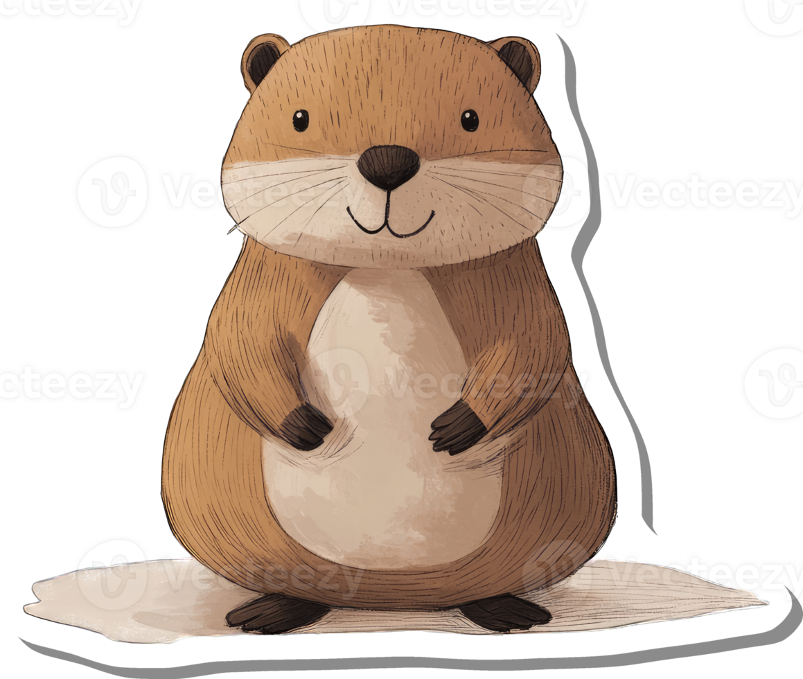 Adorable Cartoon Otter Sitting Happily png