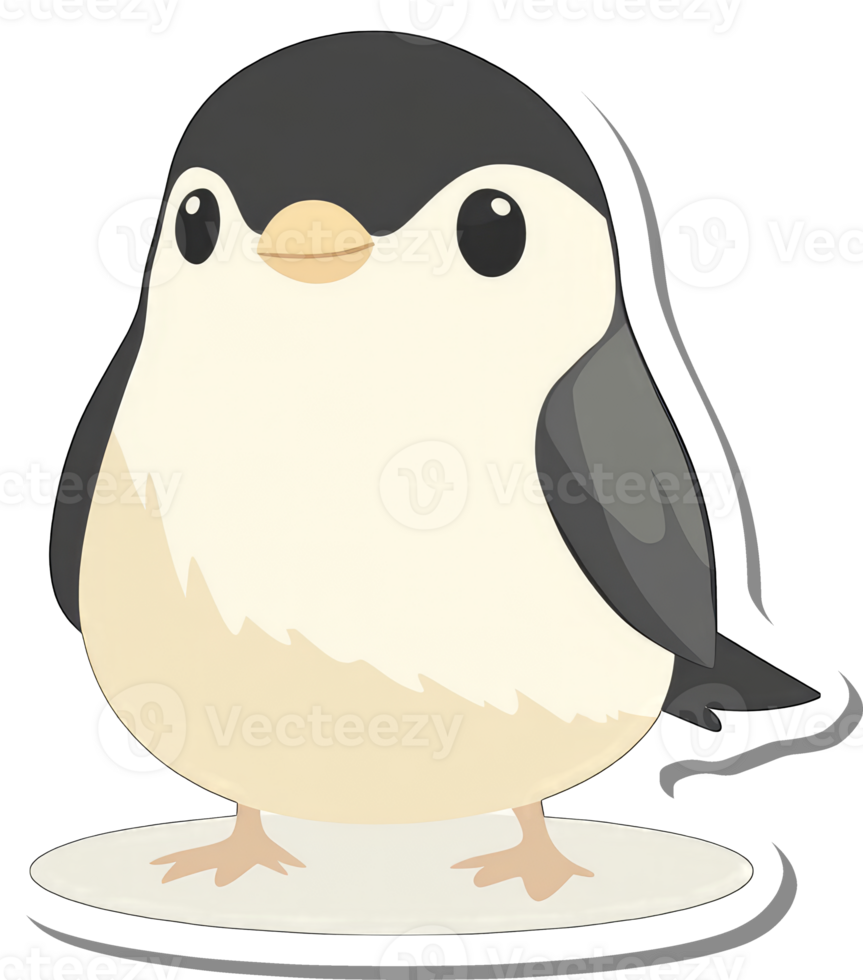 Adorable Cartoon Penguin Standing on Ice png