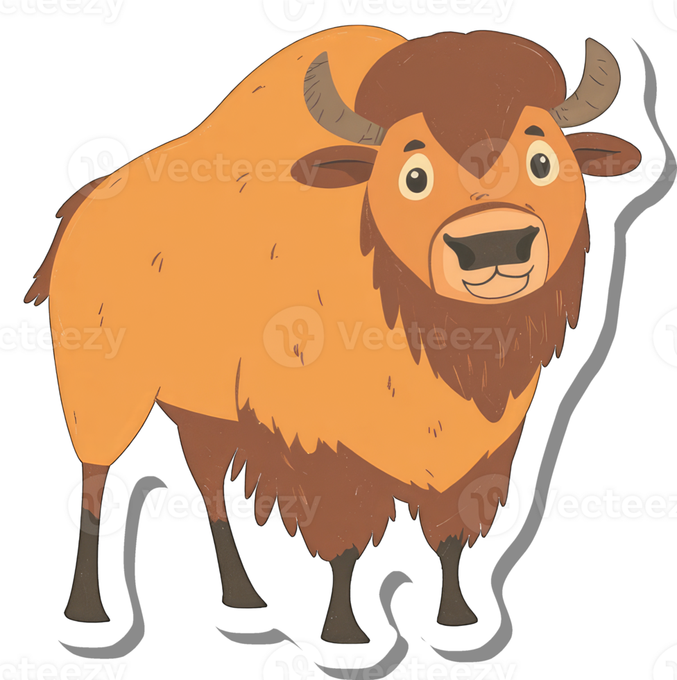 A Happy Cartoon Bison Stands Smiling png