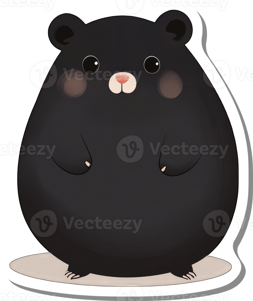 Adorable Black Hamster Sticker Design Illustration png