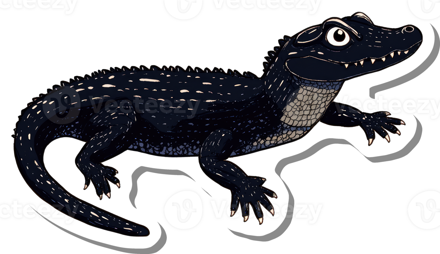 A Cartoon Illustration Of A Black Alligator png
