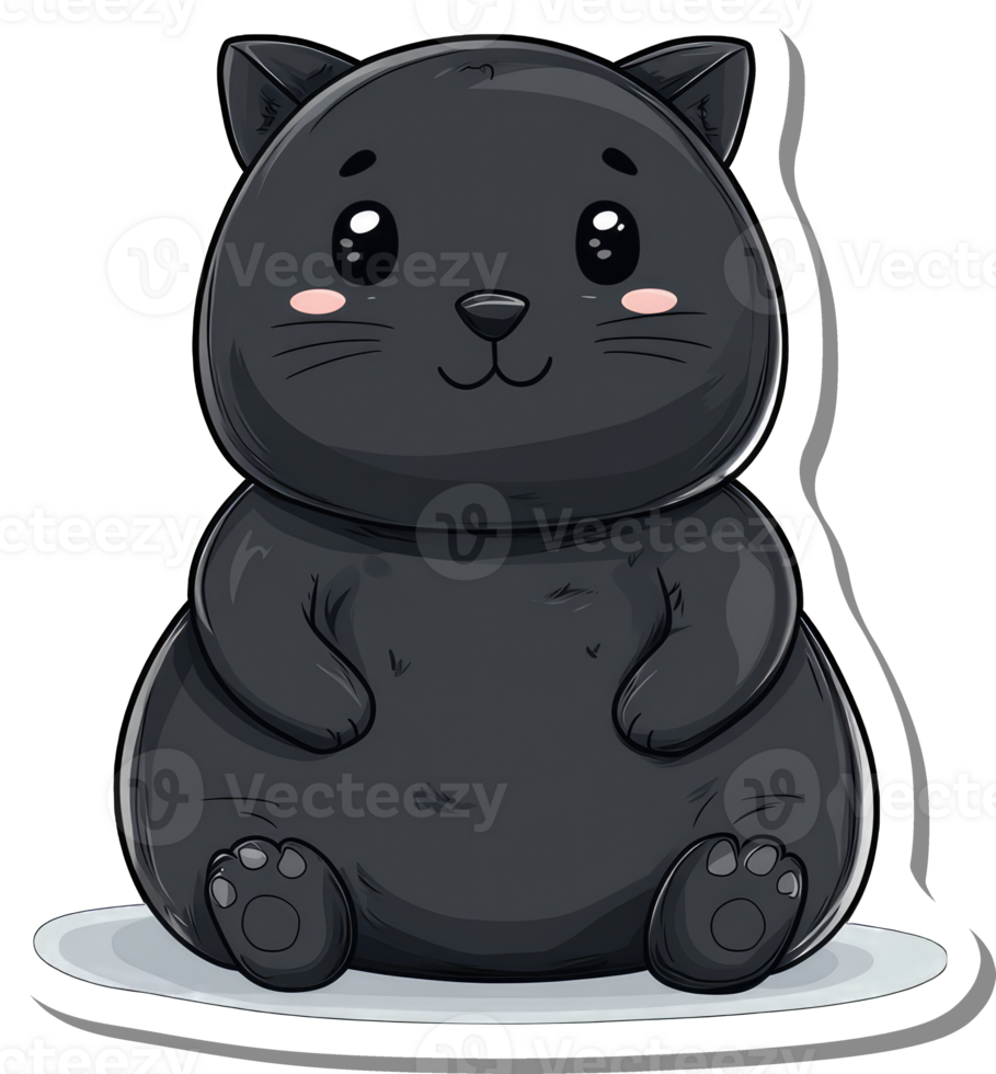 Adorable Black Cat Cartoon Character Design png