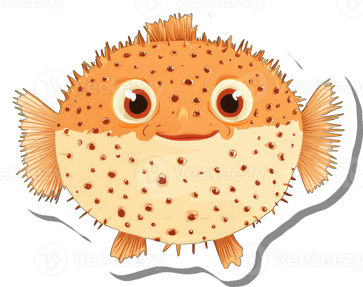 Adorable Cartoon Porcupinefish Character Illustration png