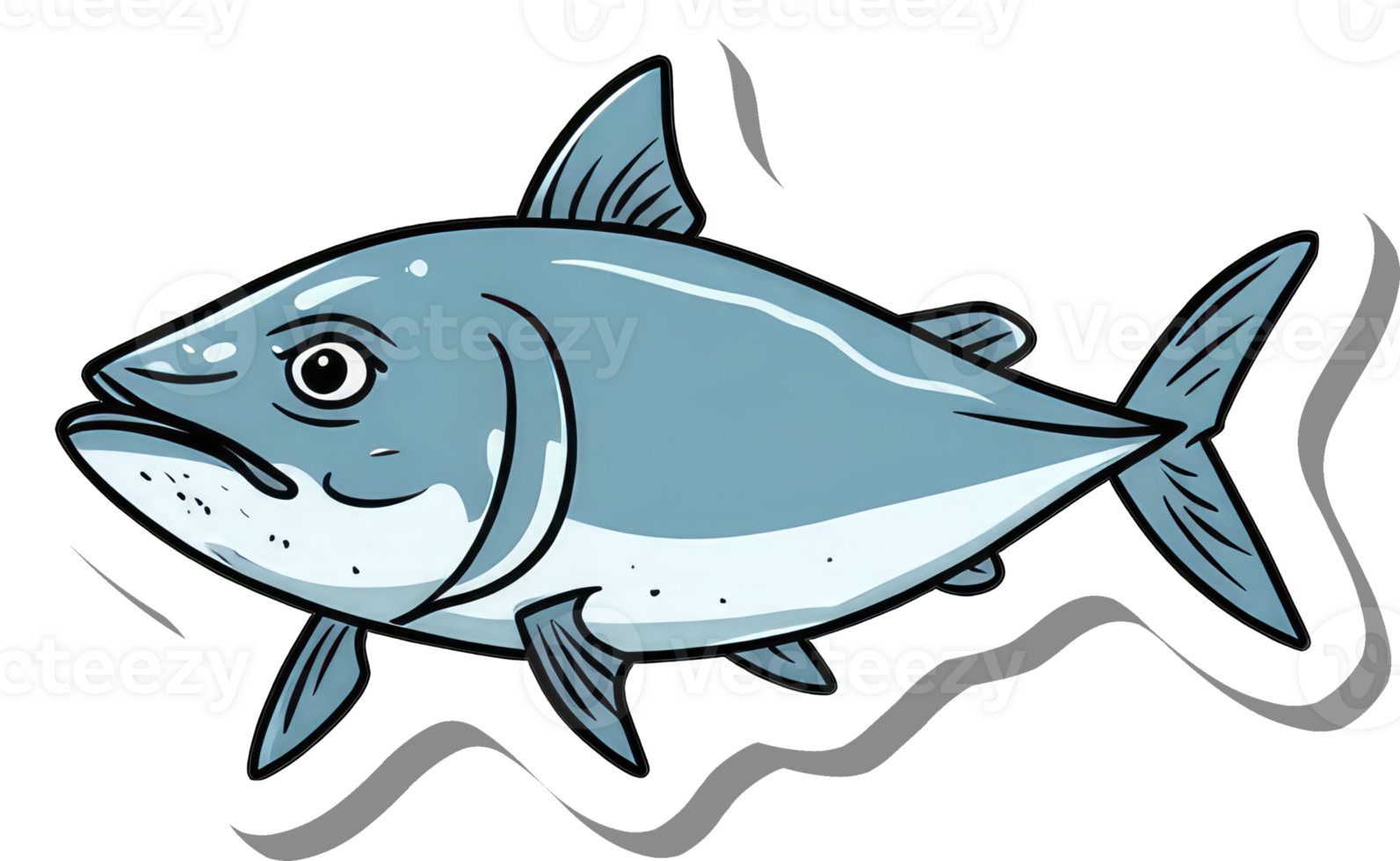 Cartoon Illustration of a Blue Tuna Fish png