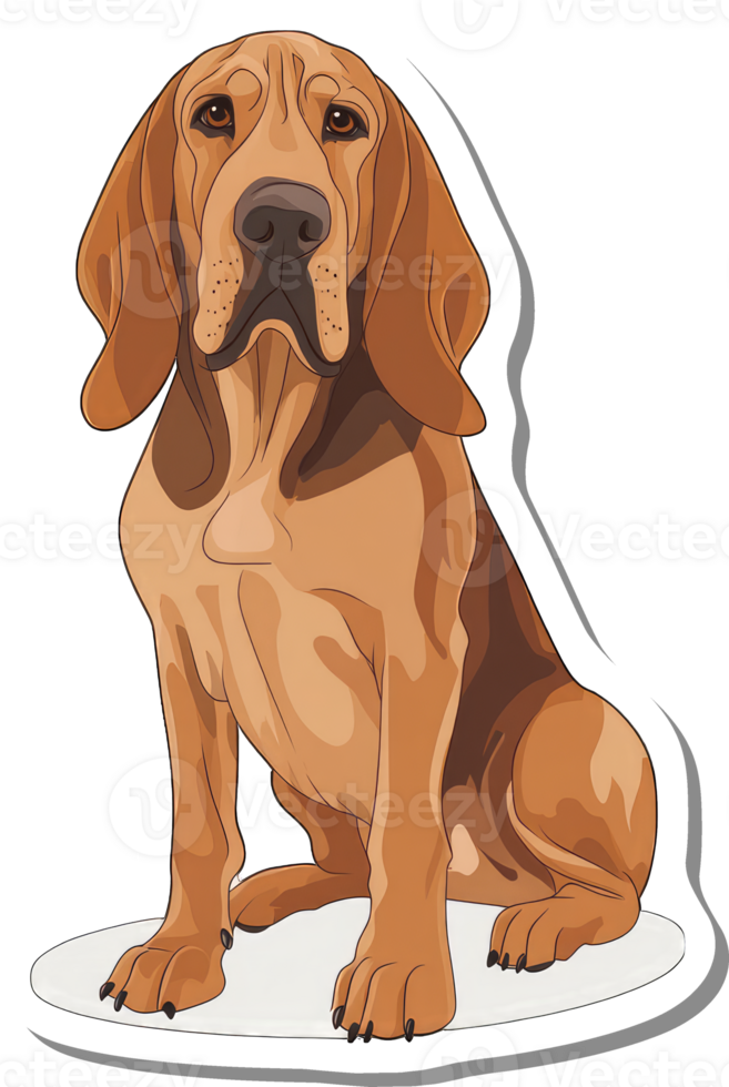 A Brown Bloodhound Dog Sitting Calmly png