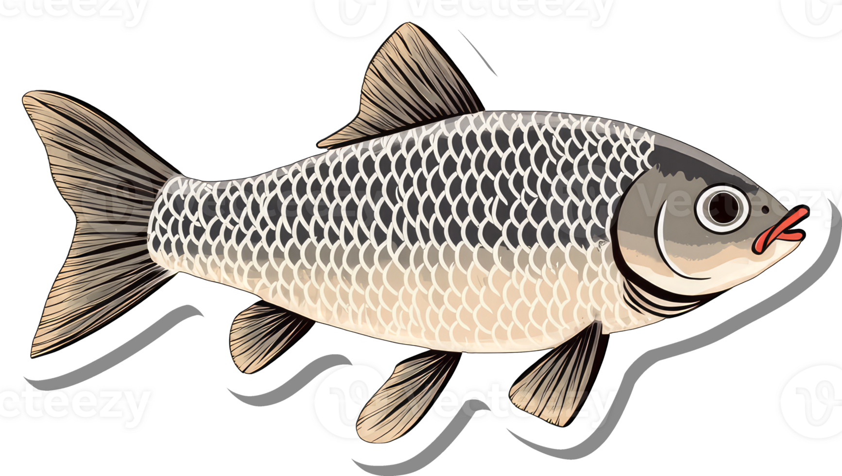 Illustration of a Scaled Fish with Fins png