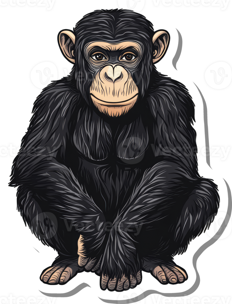 A Young Chimpanzee Sitting Calmly and Serene png
