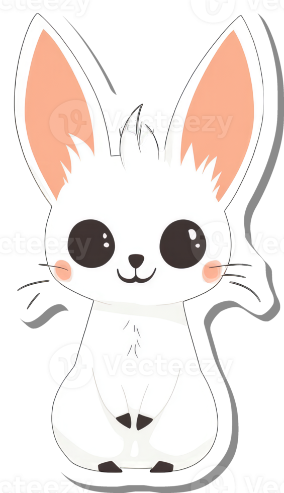 Adorable White Bunny Rabbit Cartoon Illustration png