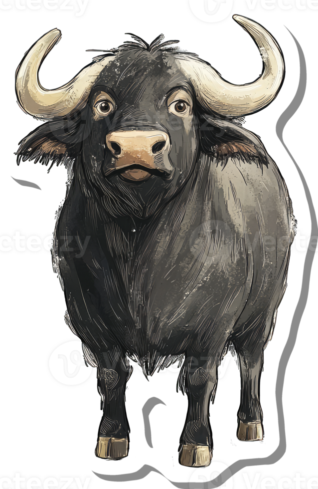 A Powerful Black Cape Buffalo Stands Tall png