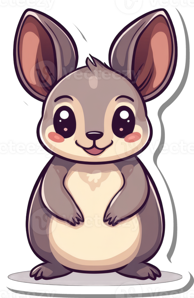 Adorable Cartoon Chinchilla Displays Happy Expression png