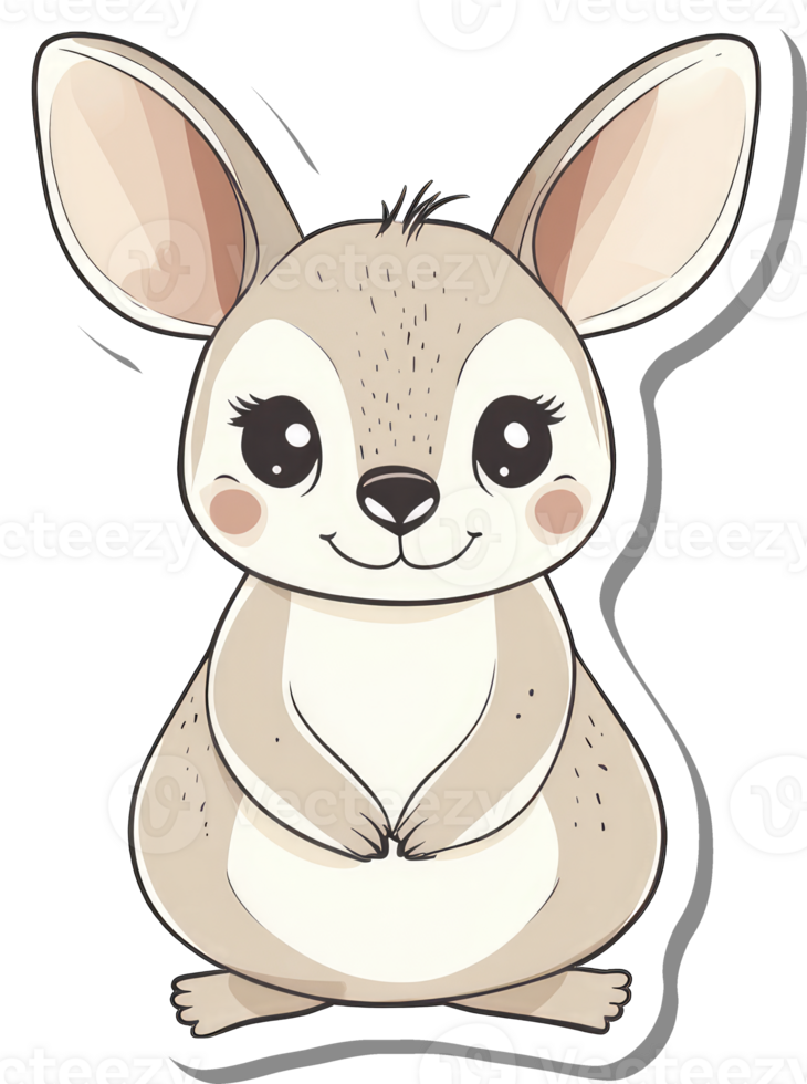 Adorable Cartoon Baby Wallaby Sitting Calmly png