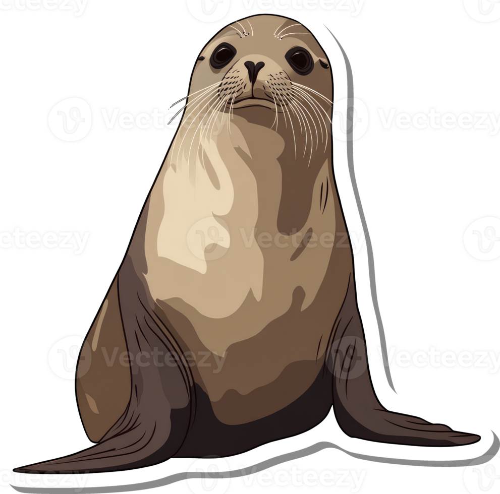 A young seal sits calmly and stares ahead png